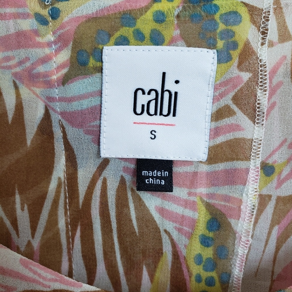 CAbi Parlor Top Floral Tropical Slit Back Blouse S - Picture 4 of 7